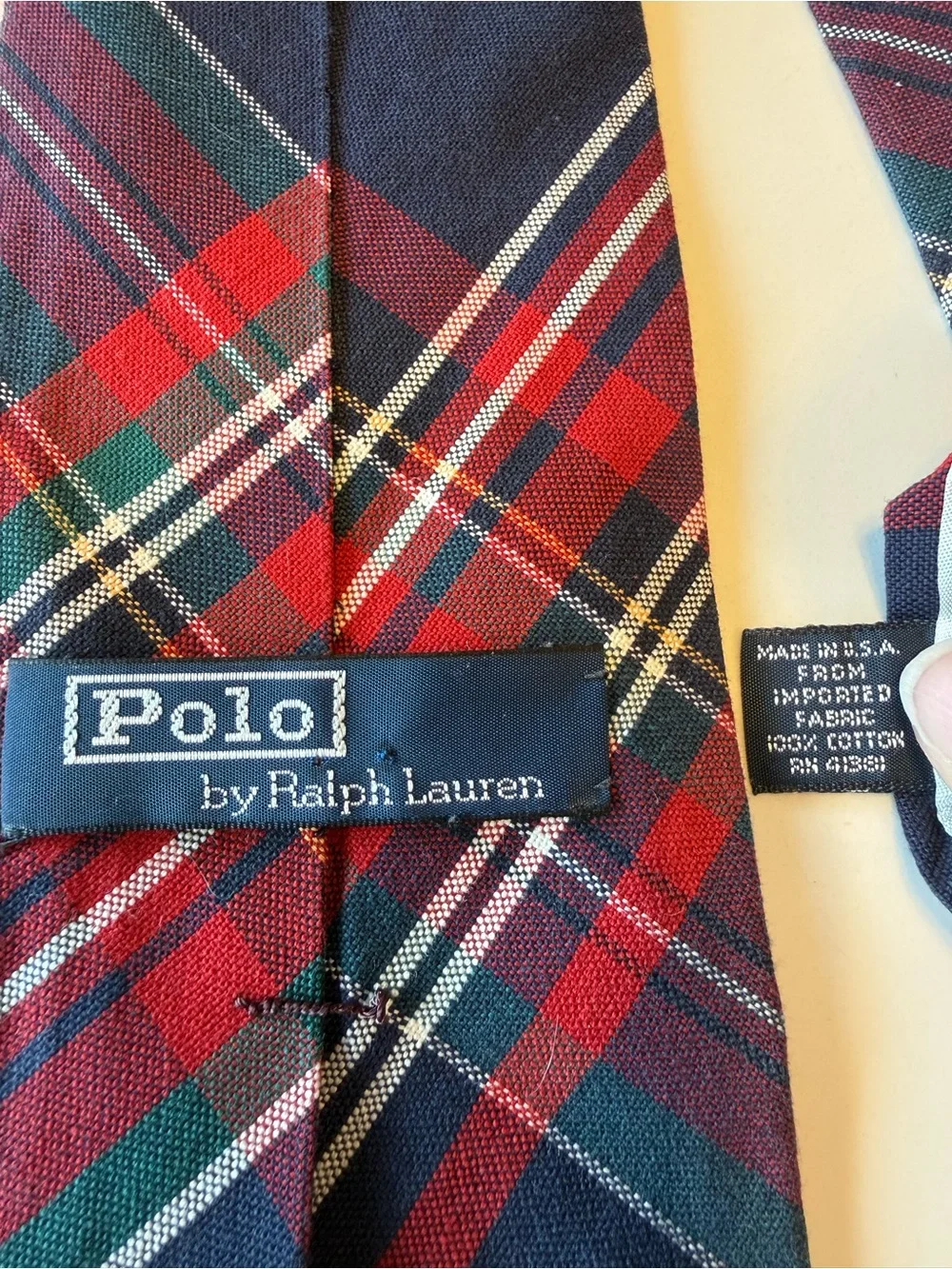 Vintage 90s Polo Ralph Lauren Men’s Plaid Tie Made in USA Wool Blend 55”